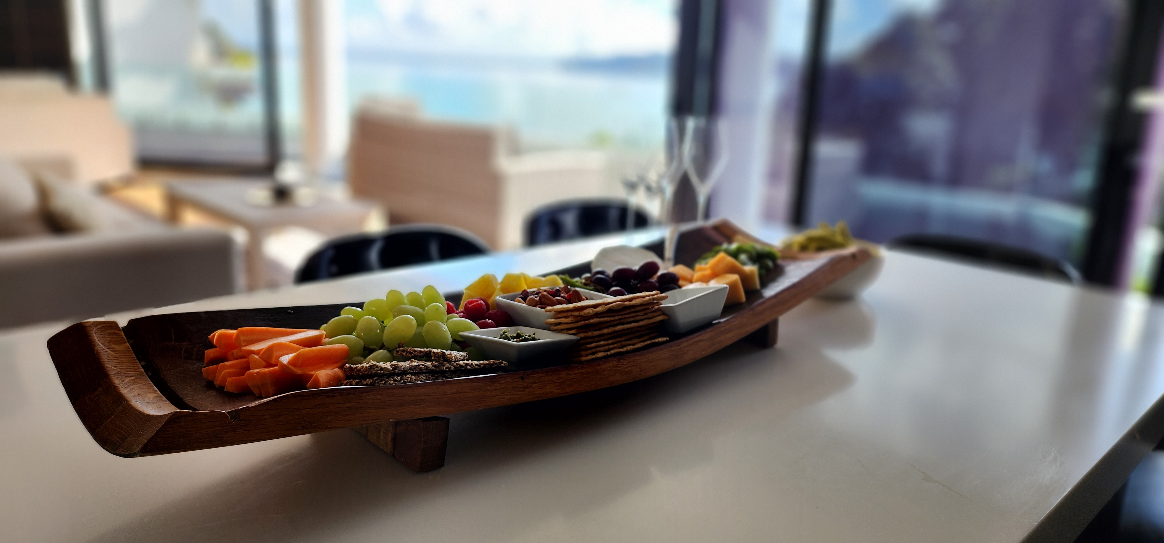 Lifestyle — gourmet platter with harbour view